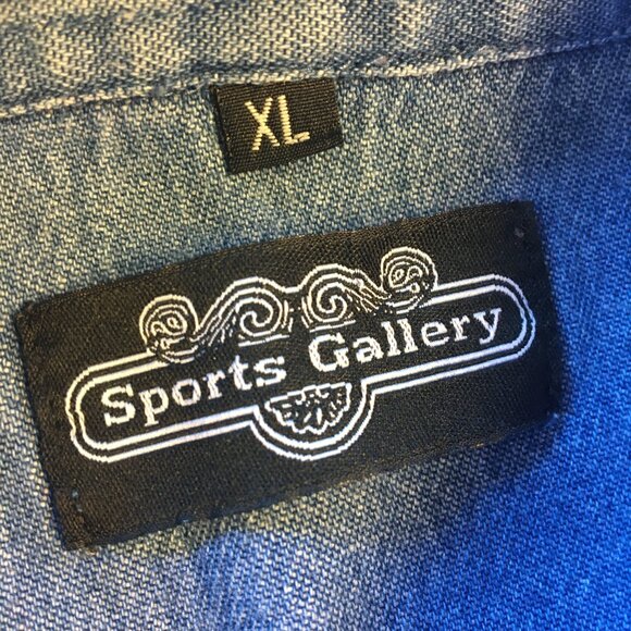 Sports Gallery Sleeveless Denim Shirt Mens XL Button-Down Bleached Grunge Biker - Picture 7 of 8
